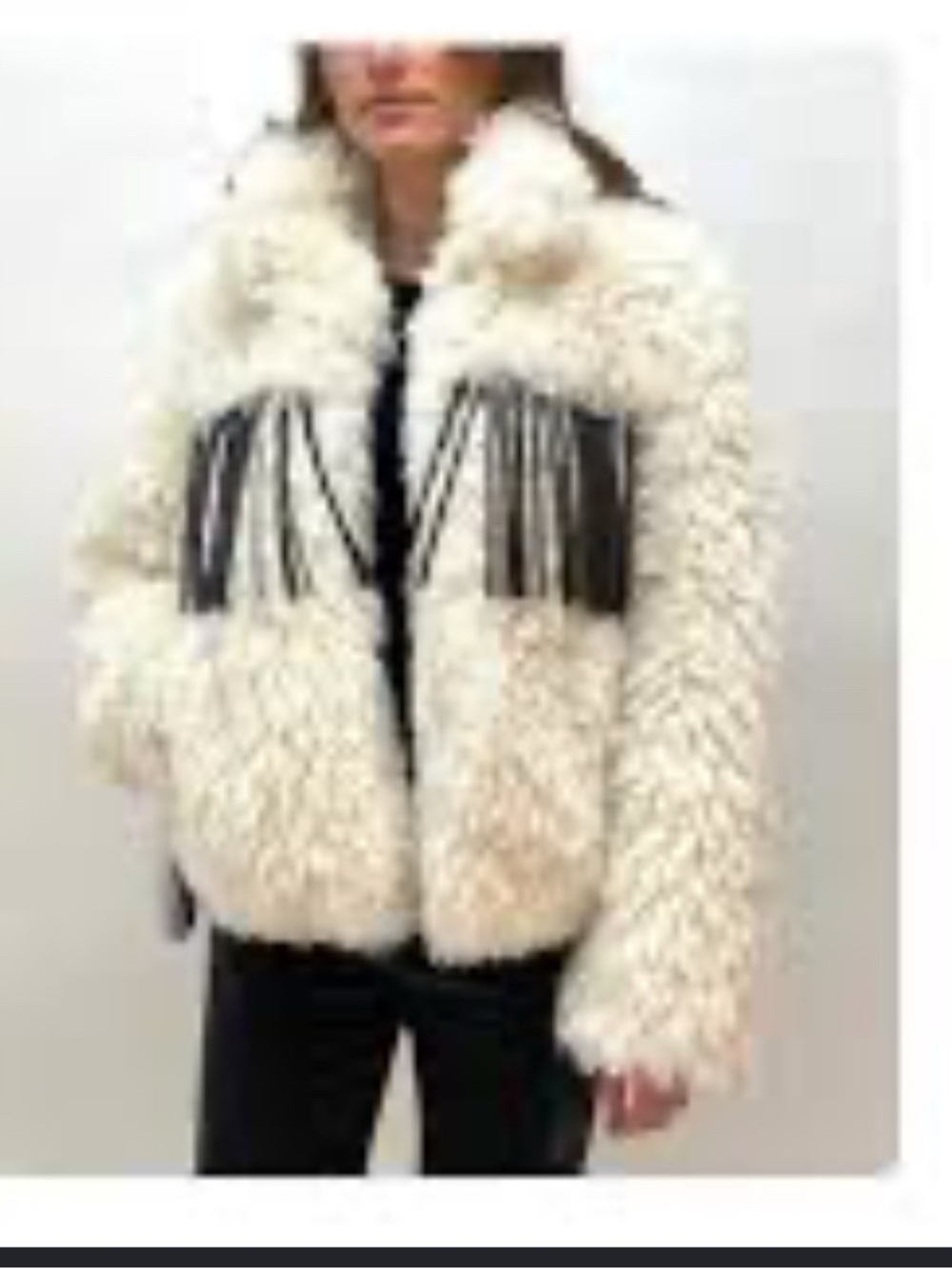 FABULOUS FURS CREAM SHAGGY/FRINGE SAMPLE JACKET SZ XS NEW!